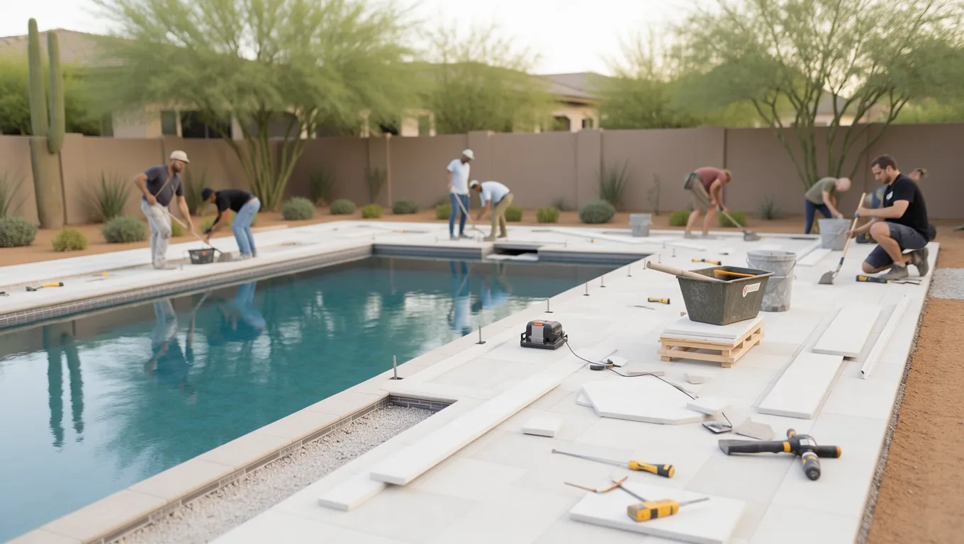 Pool installation progress in Missouri for financing purposes.