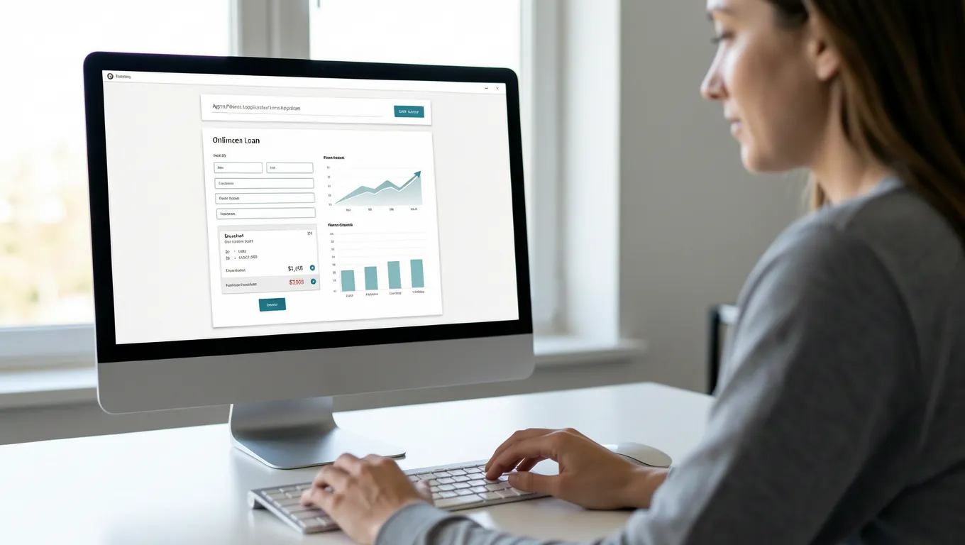 Person completing a personal loan application on a laptop