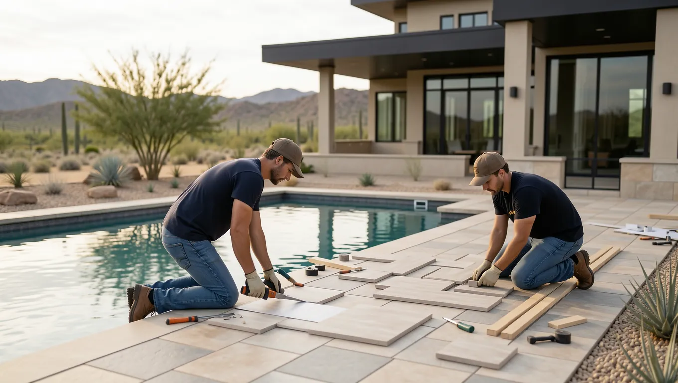 Pool construction scene in Independence, Missouri for personal loan financing.