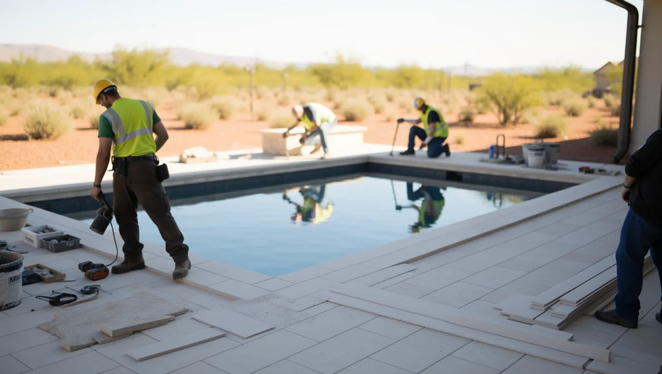 Pool construction scene in Springfield MO for personal loan financing.
