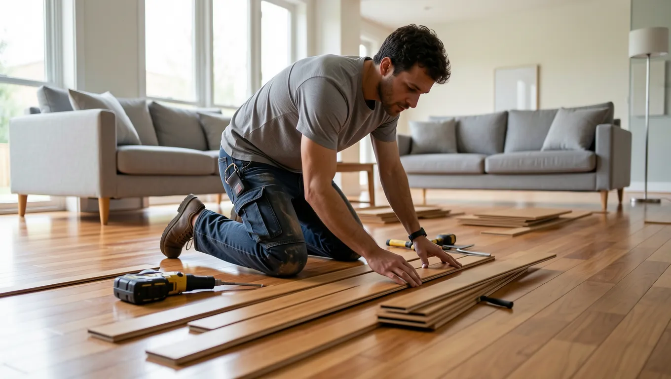 Couple discussing flooring financing options in Missouri for 2026