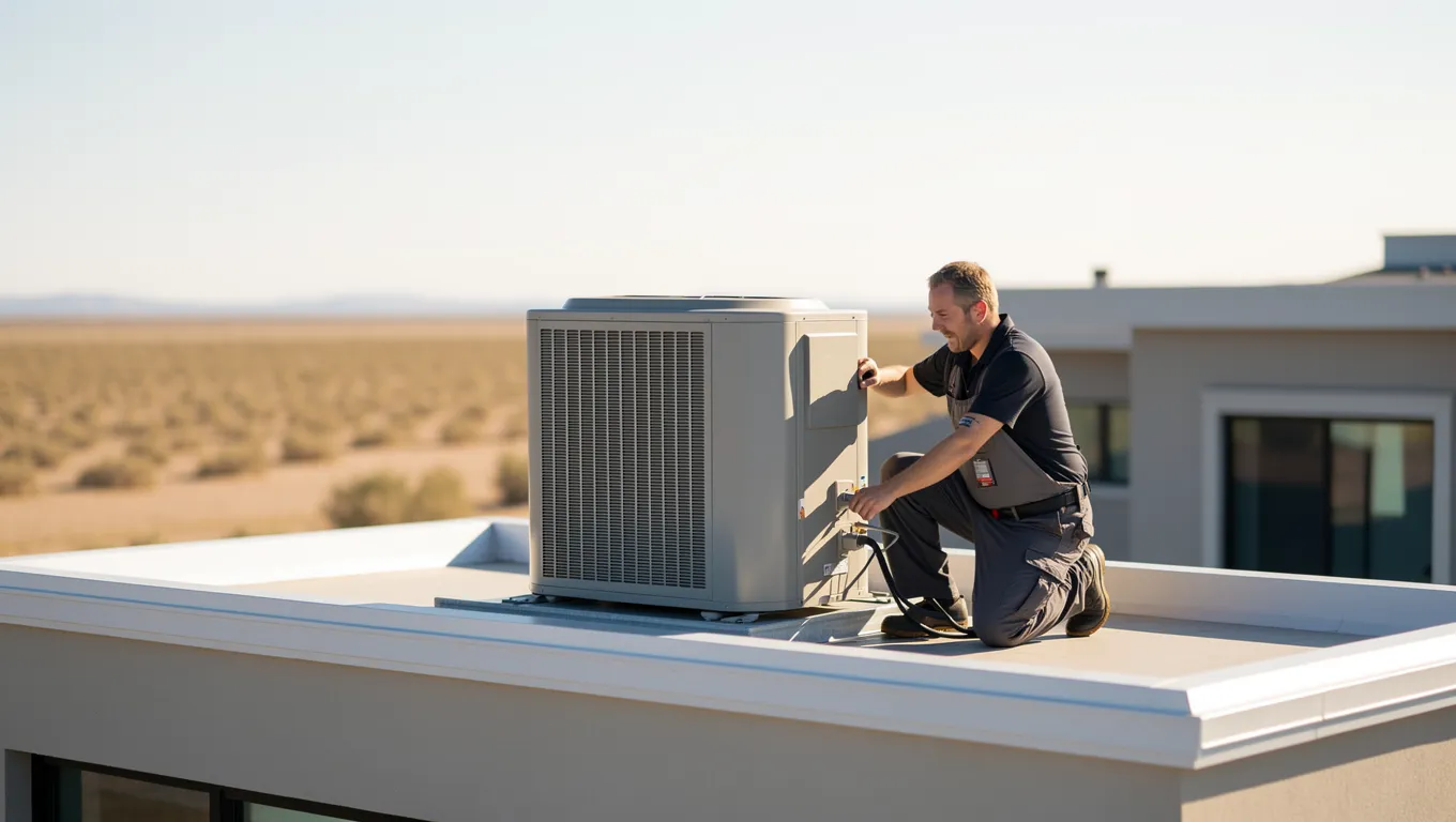 Missouri couple discussing AC financing options with a loan specialist.