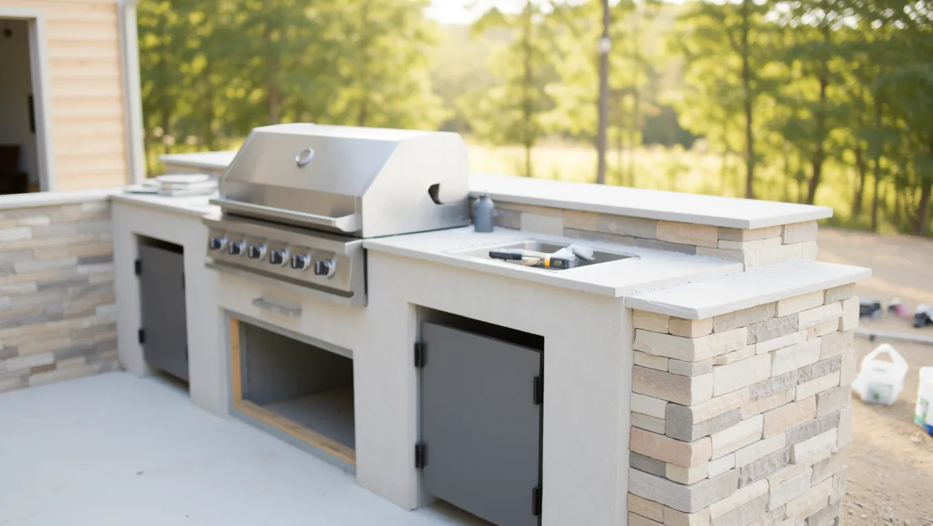 Missouri Couple Reviewing Outdoor Kitchen Loan Approval