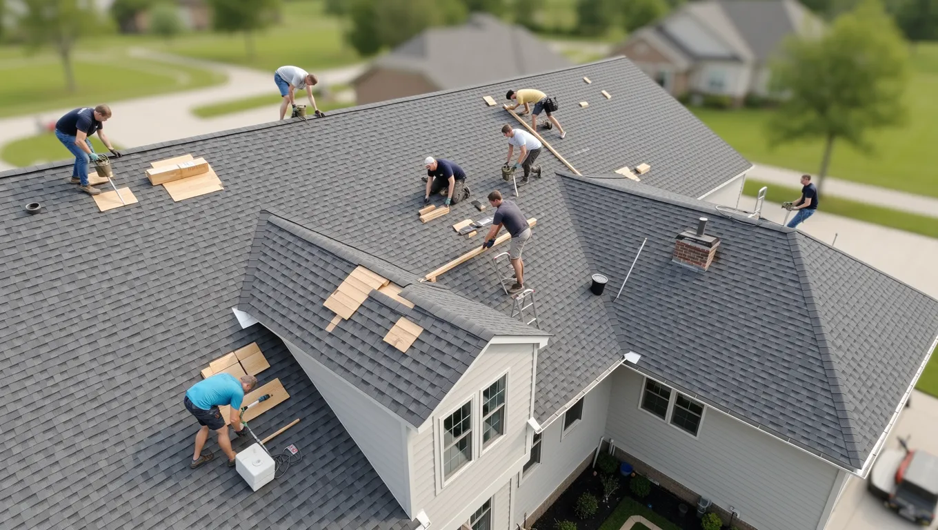 Missouri couple discussing roof replacement loan options