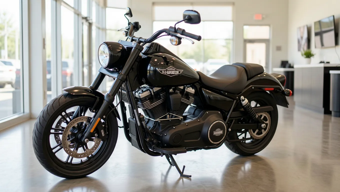 Missouri couple reviewing motorcycle loan approval details.